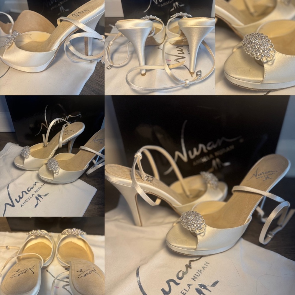 Satin Cream High Heel Adjustable Ankle Straps
